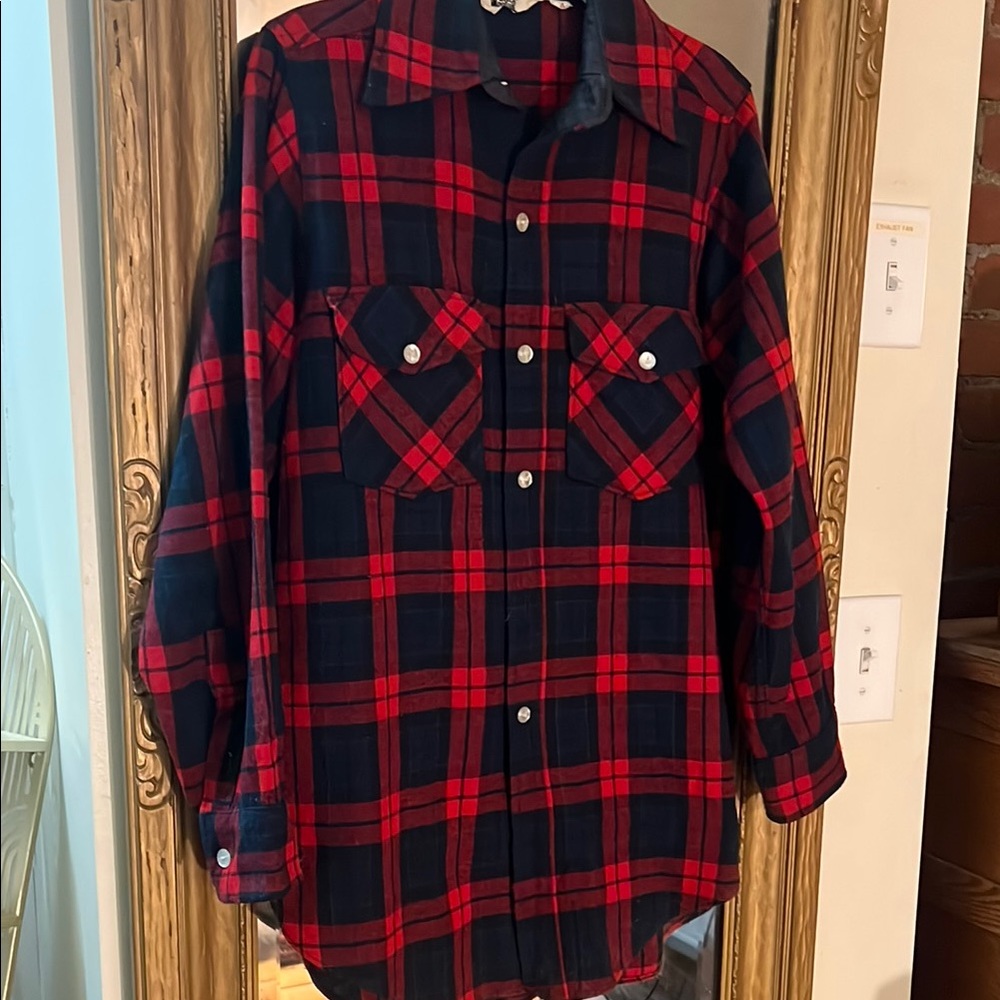 Vintage Woolrich Red and Black Plaid Wool Button-Up Shirt